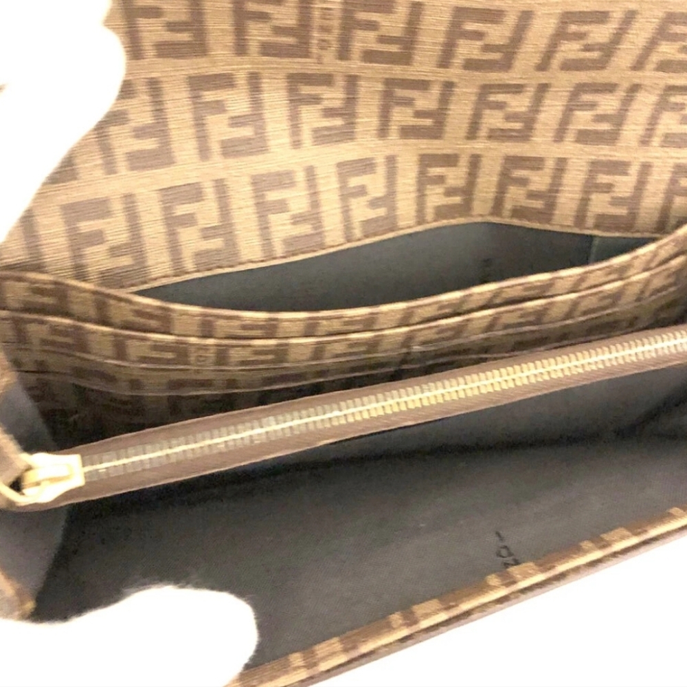 FENDI FF Brown & Gold Zucchino Long  Wallet (VERY GOOD)✨️🖤✨️ - Picture 5 of 8